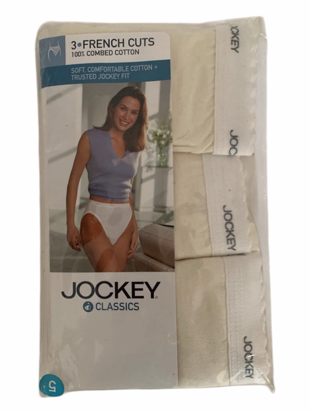 NWT Jockey French Cut Underwear Women's Size 5 Cream 100% Combed Cotton 3 Pairs